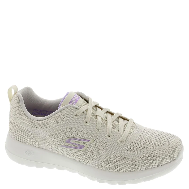 Skechers Women's Go Walk Joy Violet Sneaker, Natural/Purple, 7.5
