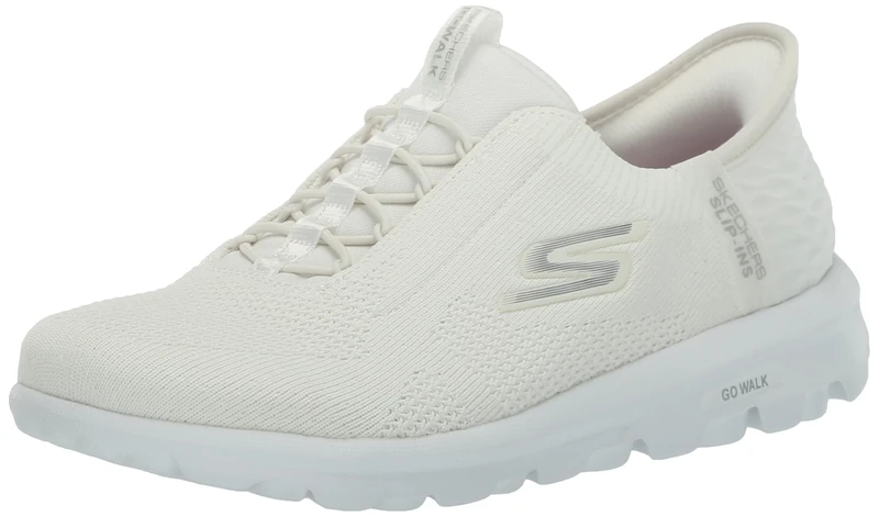 Skechers Women's Go Walk Travel Milan Hands Free Slip-ins Sneaker, Cream White, 5 UK