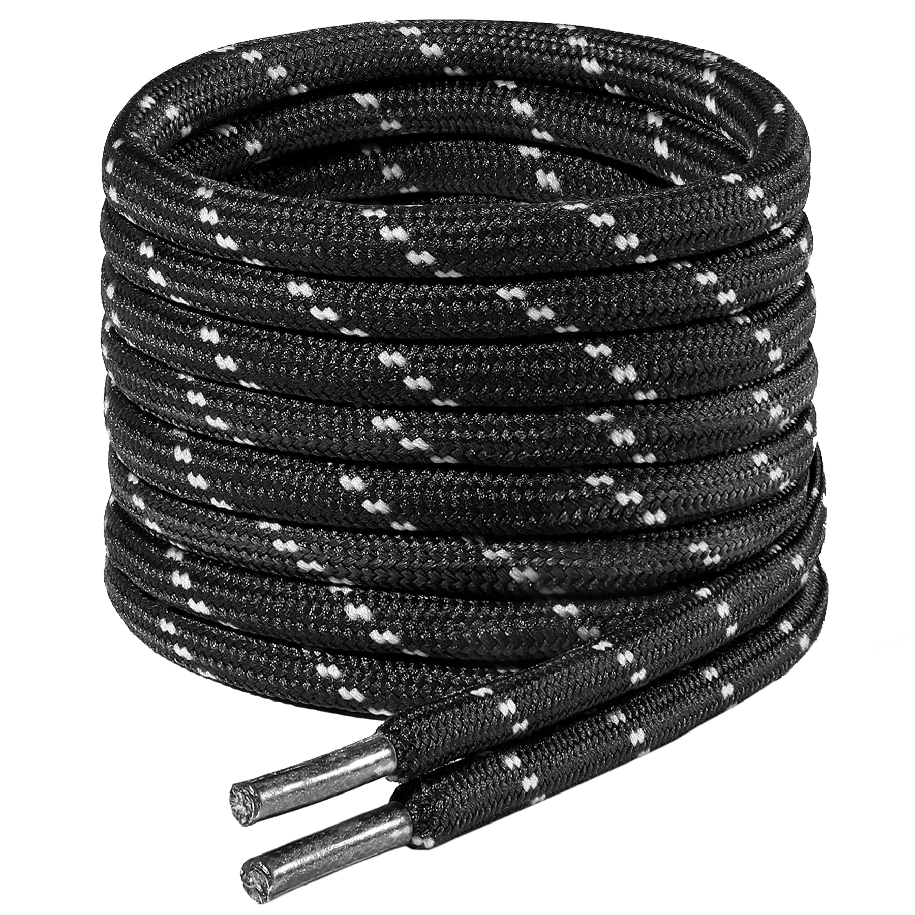 7STROBBS 2 PAIRS Strong Work Boot Laces, Heavy Duty Round Shoelaces for Walking Boots, Trainers Shoes, Hiking Boots, Safety Boots, Thick Shoe Lace Black White 140CM