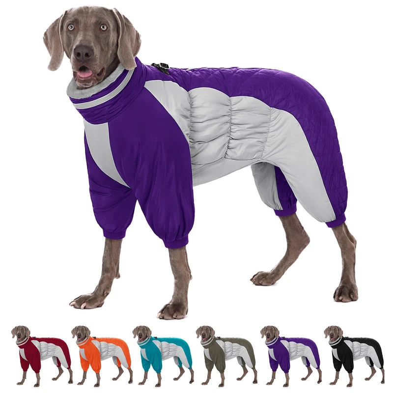 AOFITEE Large Dog Coat Warm Fullbody Dog Jacket for Winter with Harness