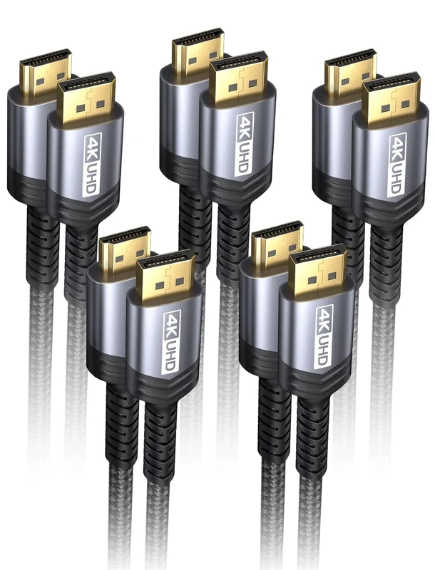 JSAUX 4K DisplayPort to HDMI Cable 3M 5-Pack, UHD 2K@120Hz,4K@30 Gold-Plated Unidirectional DP to HDMI(Male) Lead with Audio and Video Compatible with Monitors/Projector/HDTV, Lenovo, Dell, HP -Grey