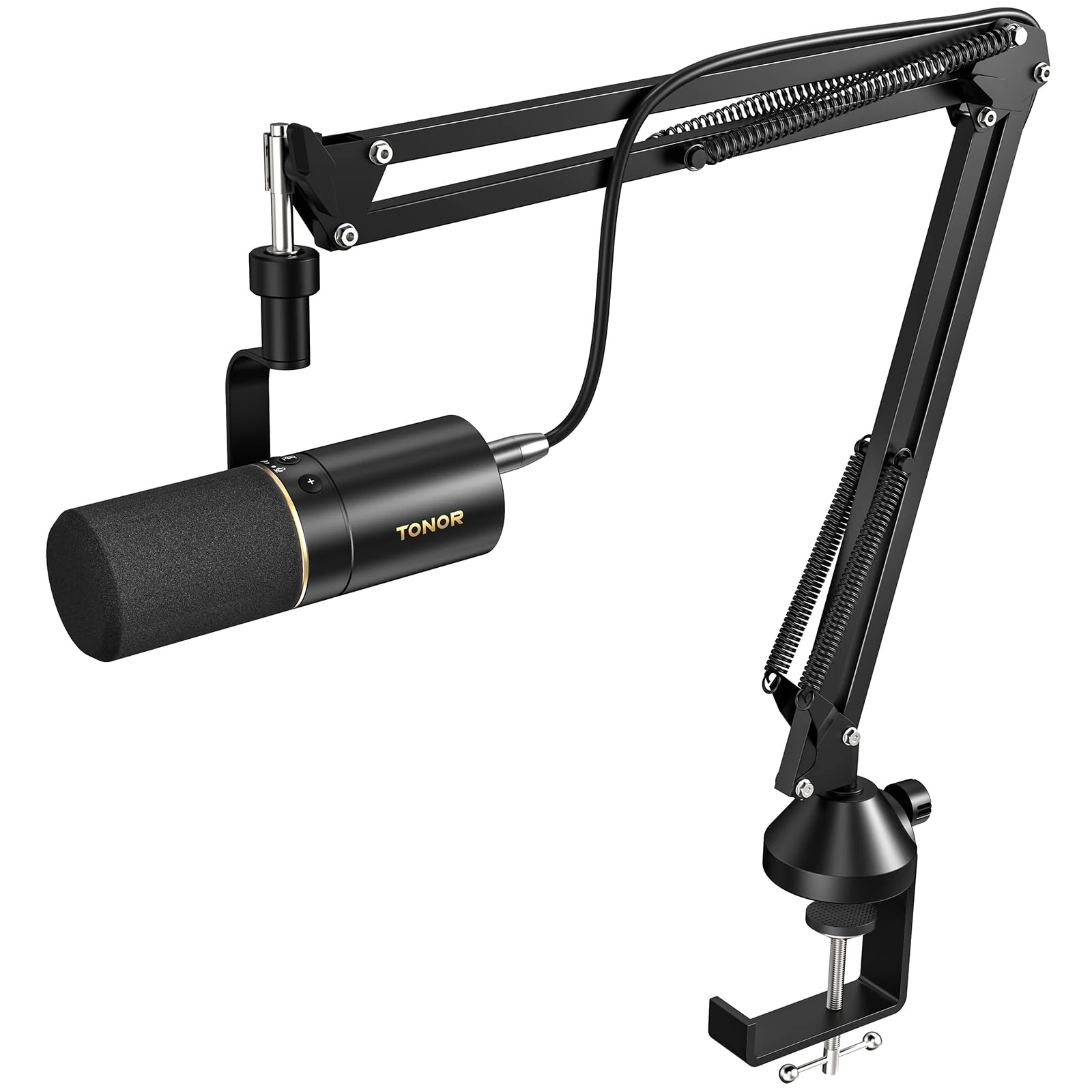 TONOR USB/XLR Microphone, Broadcast-quality Dynamic Studio PC Mic with Boom Arm for Podcasting Recording Gaming Music Streaming Singing Voice-Over Noise Rejection, with 3.5mm Headphones Jack TD510+