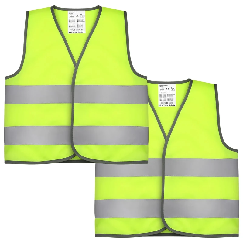 Firtink 2 Pieces Hi Vis Vests for Kids,High Visibility Reflective Vest,High Vis Vest,Hi Safety Vests,High Vis Jacket with Reflective Strips for Kids Outdoor (XL)