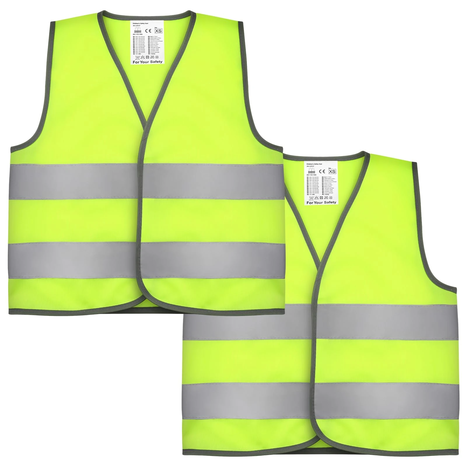 Firtink 2 Pieces Hi Vis Vests for Kids,High Visibility Reflective Vest,High Vis Vest,Hi Safety Vests,High Vis Jacket with Reflective Strips for Kids Outdoor (M)