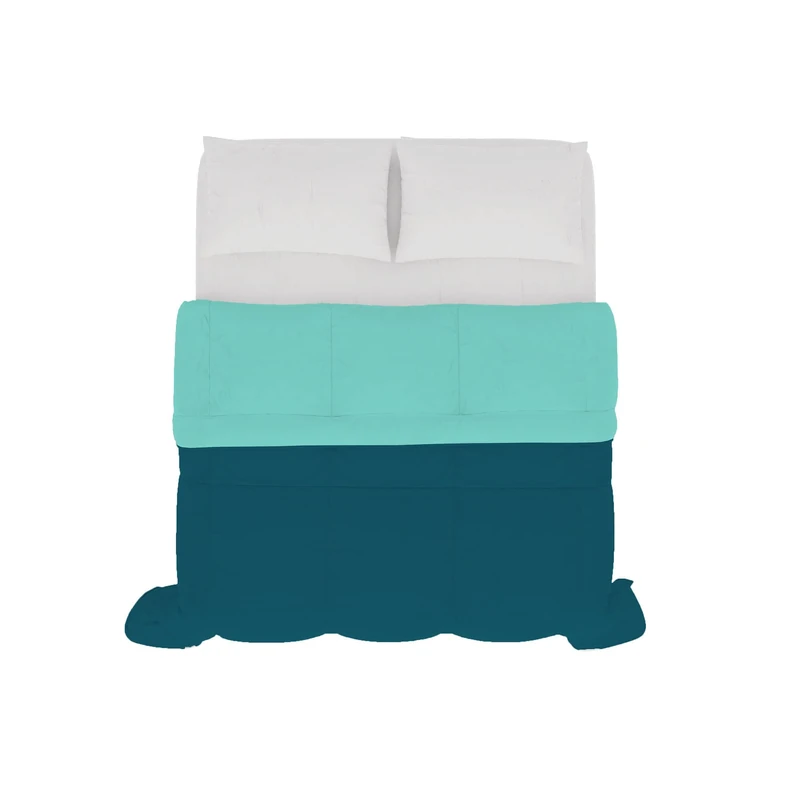 Italian Bed Linen SOGNI E CAPRICCI Two-Tone Summer Duvet, Bottle Green/Teal 250 x 200 cm