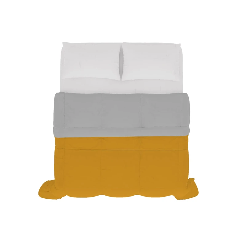 Italian Bed Linen SOGNI E CAPRICCI Two-Tone Summer Duvet, Ochre/Light Grey 250 x 200 cm