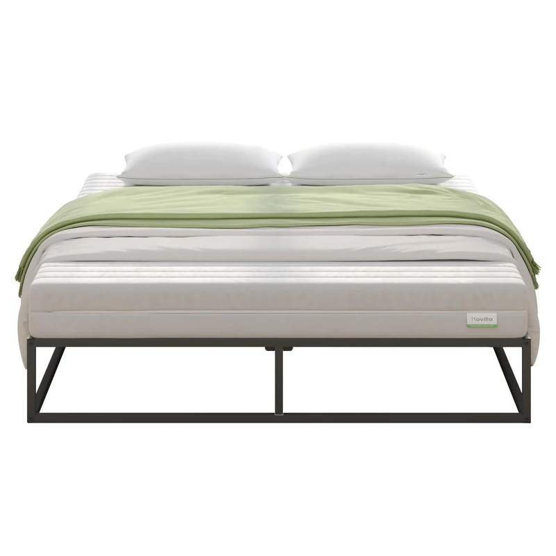 Novilla 25cm Metal Bed Frame, Platform Bed Frame, Engineered Wood Slat Support, Mattress Foundation, Easy Assembly, 120x200cm, Black