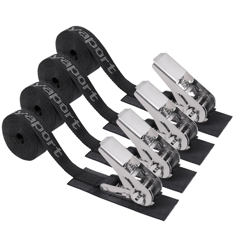 Ayaport Stainless Steel Ratchet Tie Down Straps Endless 8' Heavy Duty Boat Tie Downs Boat Accessories Pack of 4 (4, 1" x 8') …