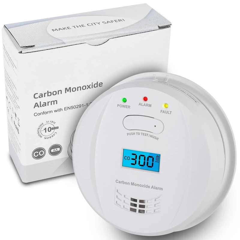 HOMELYLIFE Carbon Monoxide Detector, Battery Operated Carbon Monoxide Alarm with LCD Digital Display, 10 Year Sensor Life, EN 50291:2018 CO Alarms Include Replaceable Battery for Home Safety