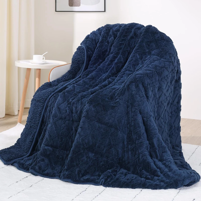 Drewin 20lbs Weighted Blanket Queen Size for Adults,Navy Blue,60" x 80"