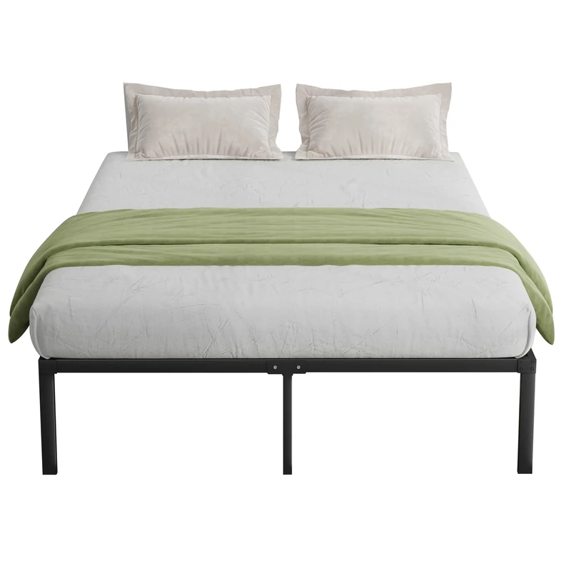 Novilla 30.5cm Metal Double Bed Frame, Platform Bed Frame, Steel Slat Support, Mattress Foundation, Easy Assembly, Silent Design, Underbed Storage Space 135x190cm, Black