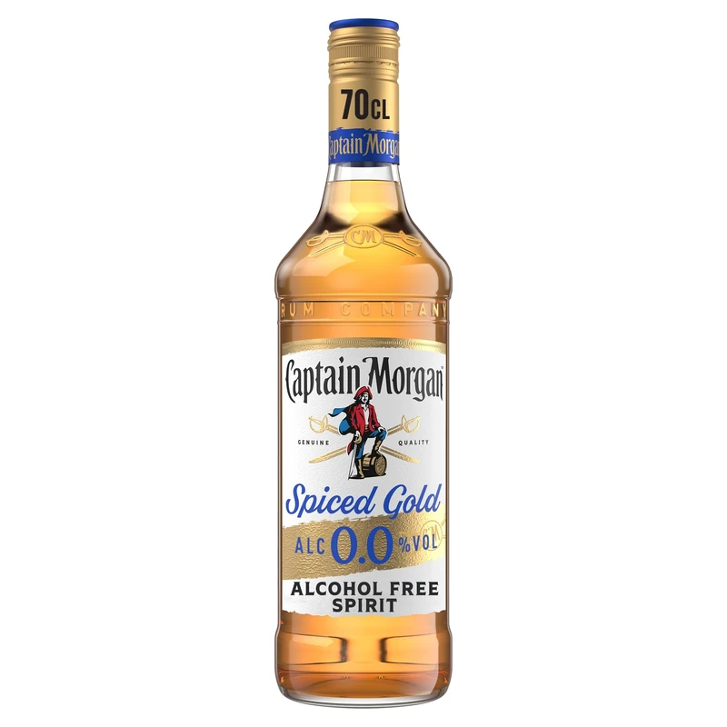 Captain Morgan Spiced Gold 0.0% | 0% vol | 70cl | Alcohol Free Spirit | Smooth & Delicious | Rum Alternative | for Non-Alcoholic Drinks & Cocktails