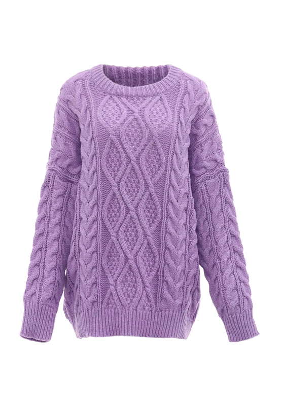 sookie Women's Crew Neck Cable Knit Pullover Polyester Lavender Size XL/XXL Sweater - Image 1
