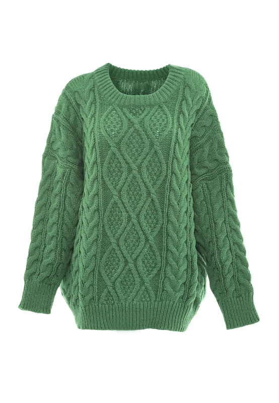 sookie Women's Crew Neck Cable Knit Pullover Polyester Green Size Xs/S Sweater