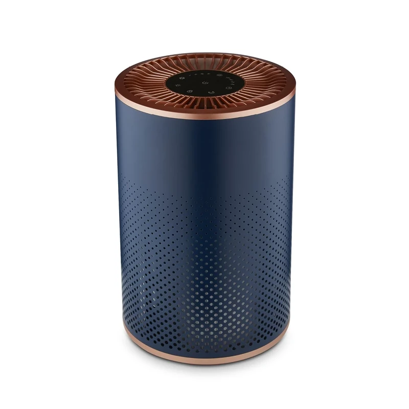 TOWER T673000BLG Desktop Air Purifier, Powerful HEPA 13 Filter with Multicolour Mood Lighting, Midnight Blue and Copper