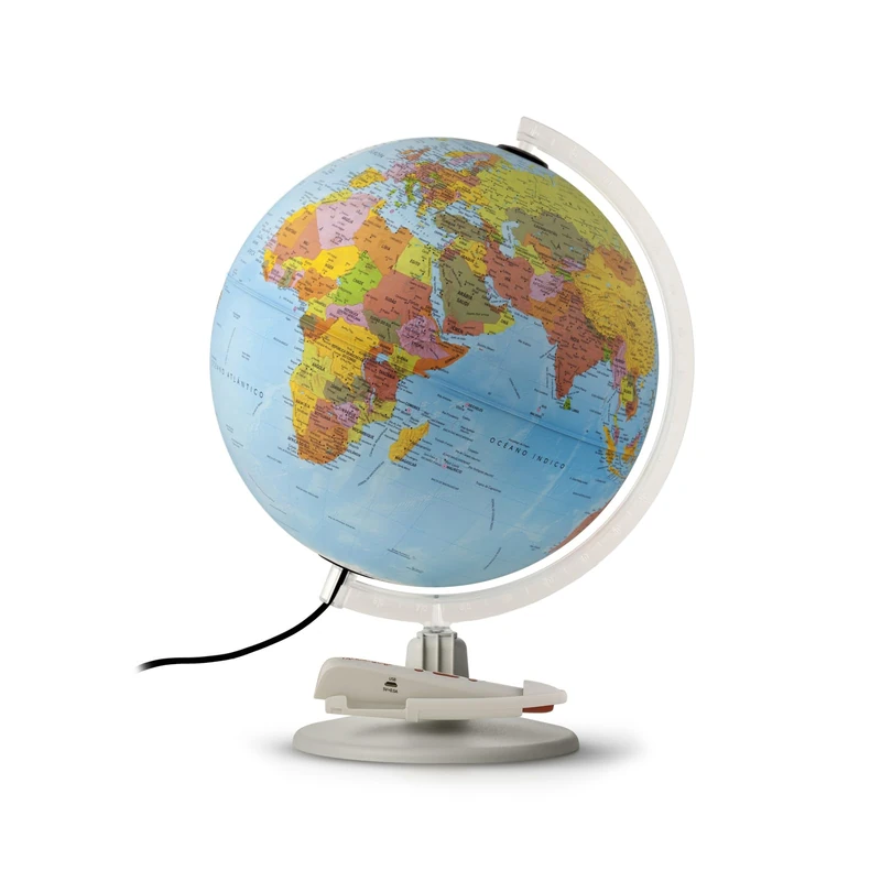Tecnodidattica - Parlamondo | Interactive Globe for Children and Youth | Luminous and Rotating Balloon | Musical Pen with Audio | 6 Languages | Political Mapping | Diameter 30cm
