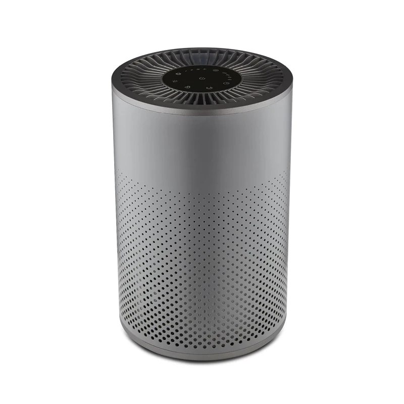 TOWER T673000 Desktop Air Purifier, Powerful HEPA 13 Filter with Multicolour Mood Lighting, Slate Grey and Titanium