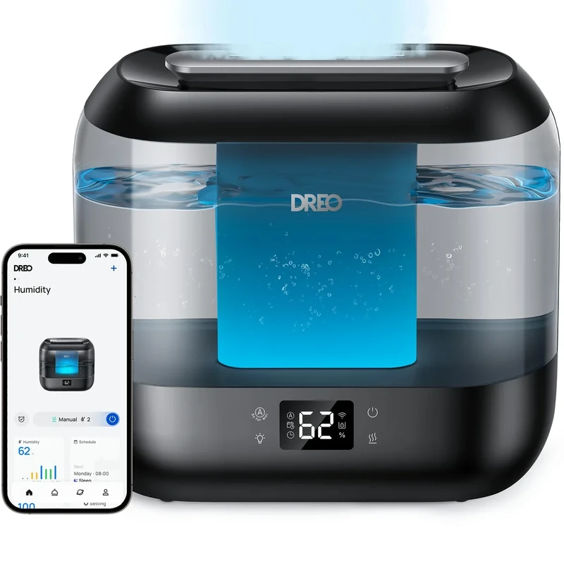 Dreo Smart Humidifier for Bedroom, 4L Cool Mist Humidifier for Home Baby, Humidity Sensor, Auto Mode, 36H Last, Oil Diffuser, 28dB Quiet Ultrasonic Humidifiers for Large Room Indoor, Works with Alexa