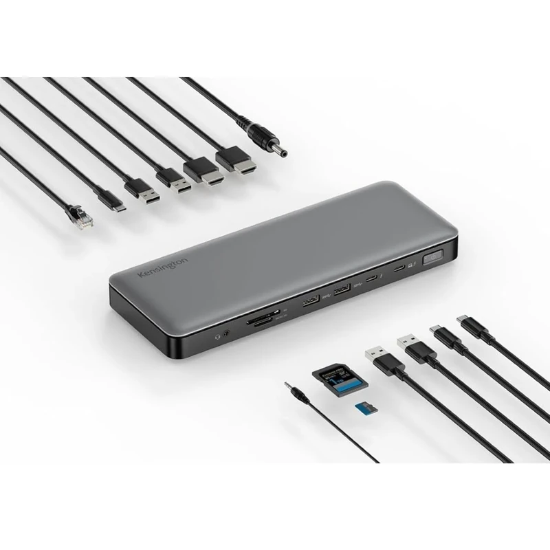 Kensington AD2010T4 Thunderbolt 4 Docking Station, Dual Monitor 8K/4K, Micro SD Card Reader, 96W Power Delivery, 2 x HDMI, Ethernet, USB-C 3.2 & 4 x USB-A Ports (K34111EU)