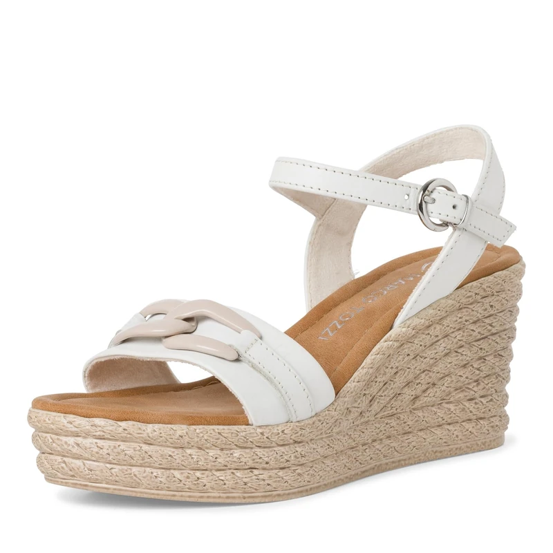 MARCO TOZZI Women's 2-28310-42 Wedge Sandal, White, 6.5