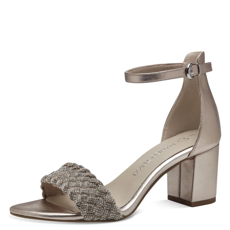 MARCO TOZZI Women's 2-28399-42 Heeled Sandal, Platinum Comb, 5.5
