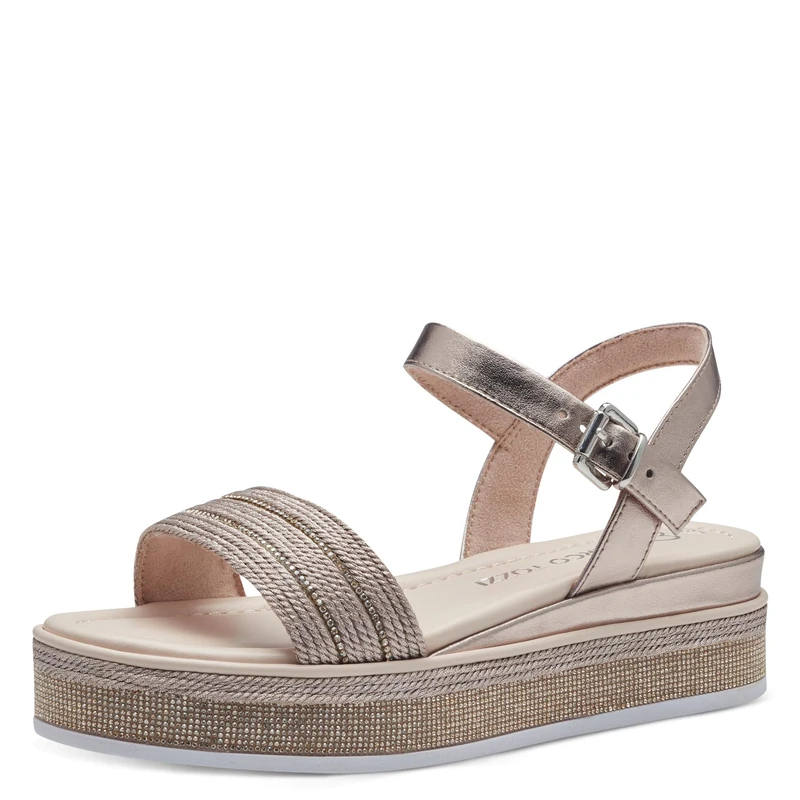 MARCO TOZZI Women's 2-28700-42 Wedge Sandal, Metallic Rose, 3.5
