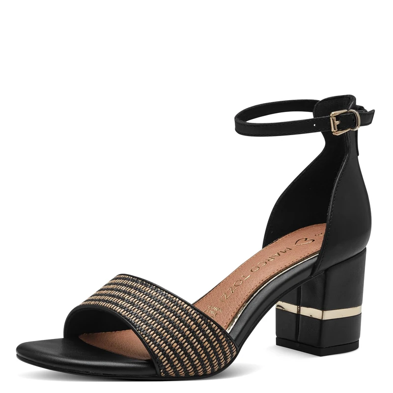 MARCO TOZZI Women's 2-28365-42 Heeled Sandal, Black Comb, 6.5