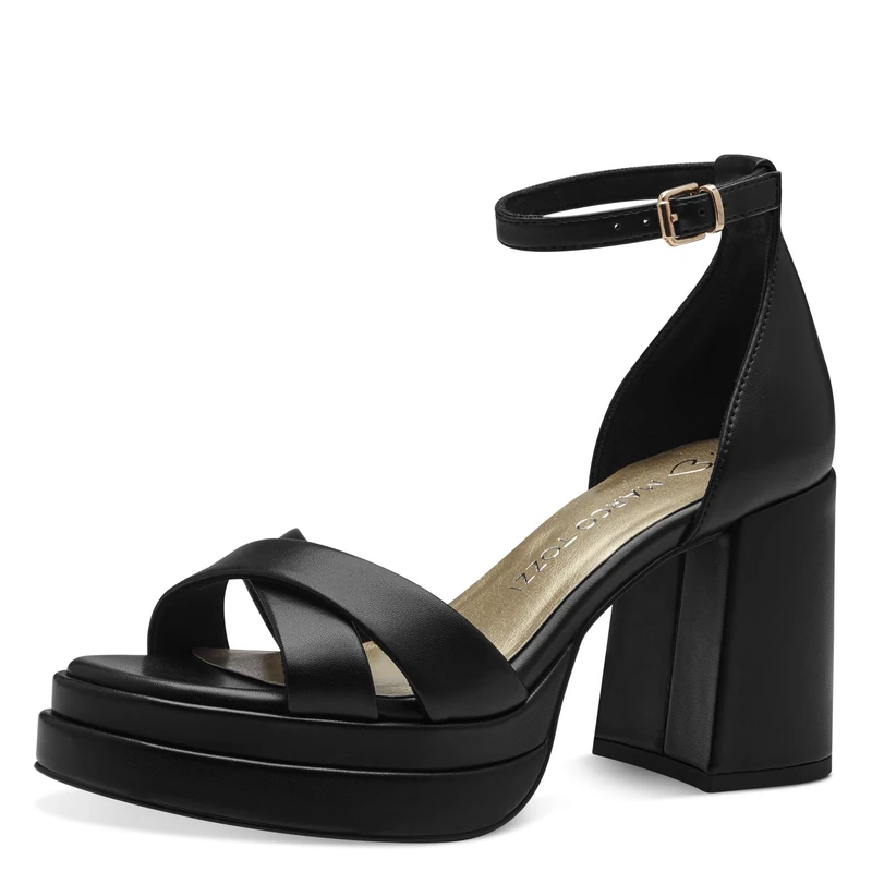 MARCO TOZZI Women's 2-28361-42 Heeled Sandal, Black, 4