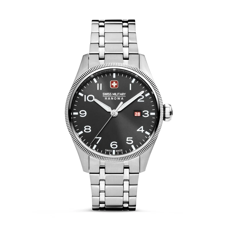 Swiss Military Hanowa SMWGH2101604 Men's Analogue Quartz Watch with Stainless Steel Strap, Silver