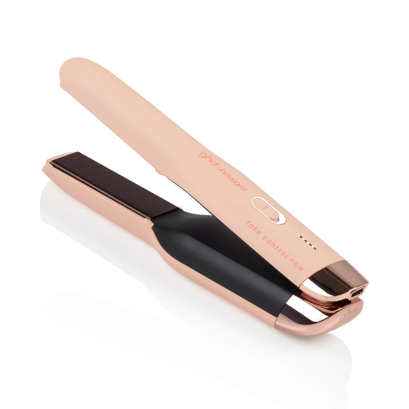 ghd Unplugged Pink Peach Styler, Wireless Straightener with Hybrid Co-Lithium Technology - Image 1