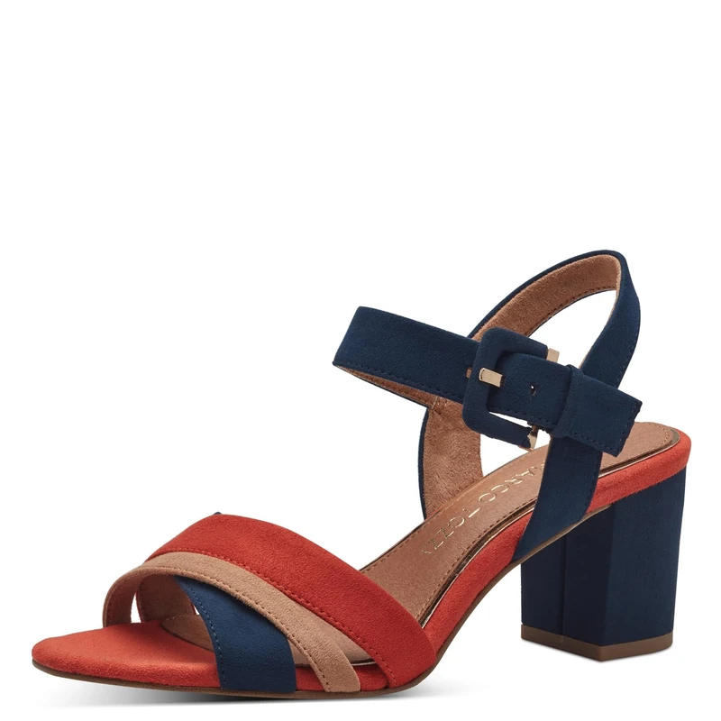 MARCO TOZZI Women's 2-28323-42 Heeled Sandal, Navy Comb, 6.5