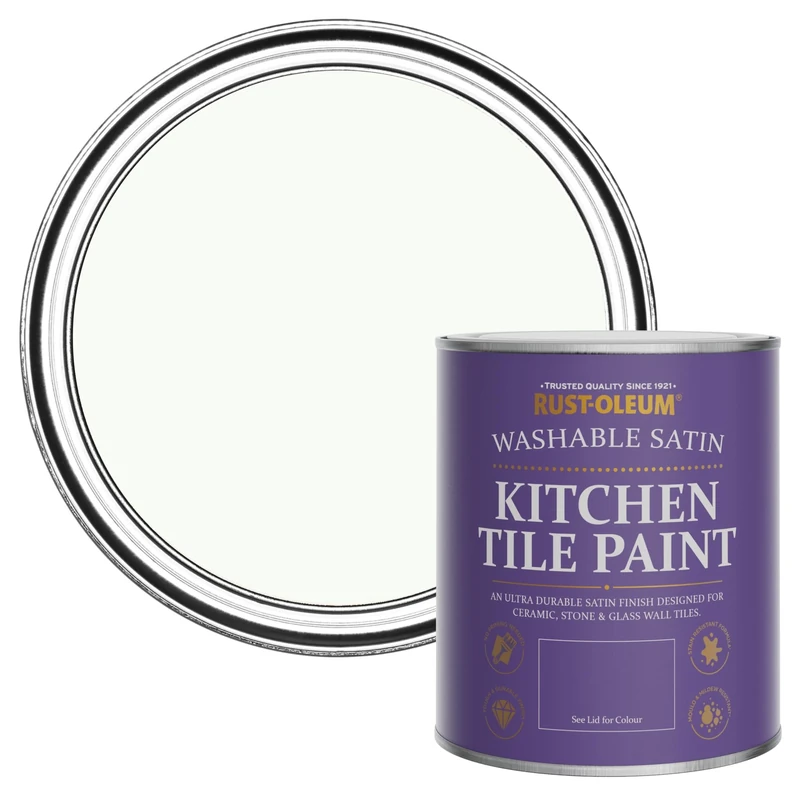 Rust-Oleum White Water-Resistant Kitchen Tile Paint in Satin Finish - Still 750ml