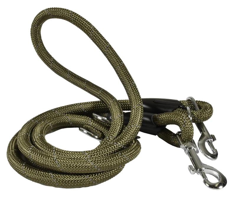 Bobby Walk Tubular Dog Leash, Training Dog Leash with Carabiner, Heavy Duty Nylon, 3 Lengths, Khaki, 189 x 1.2 cm