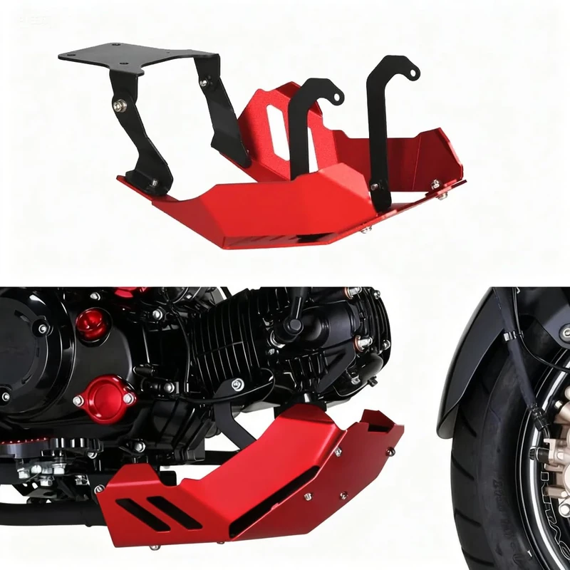 Front Skid Plate Engine Low Mud Guard Bash Cover Compatible with Honda Monkey 125 Z125 GROM 125 2022 2023 (RED)