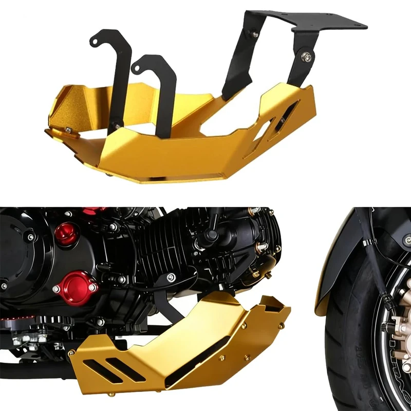 Front Skid Plate Engine Low Mud Guard Bash Cover Compatible with Honda Monkey 125 Z125 GROM 125 2022 2023 (Gold)