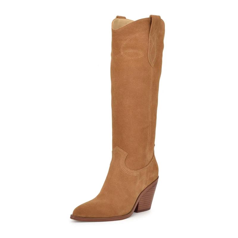 NINE WEST Women's Smash Knee High Boot, Tan 101, 4.5 UK