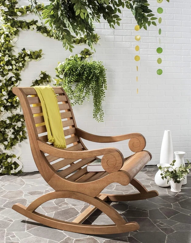 Safavieh Wooden Outdoor Rocking Chair, Natural