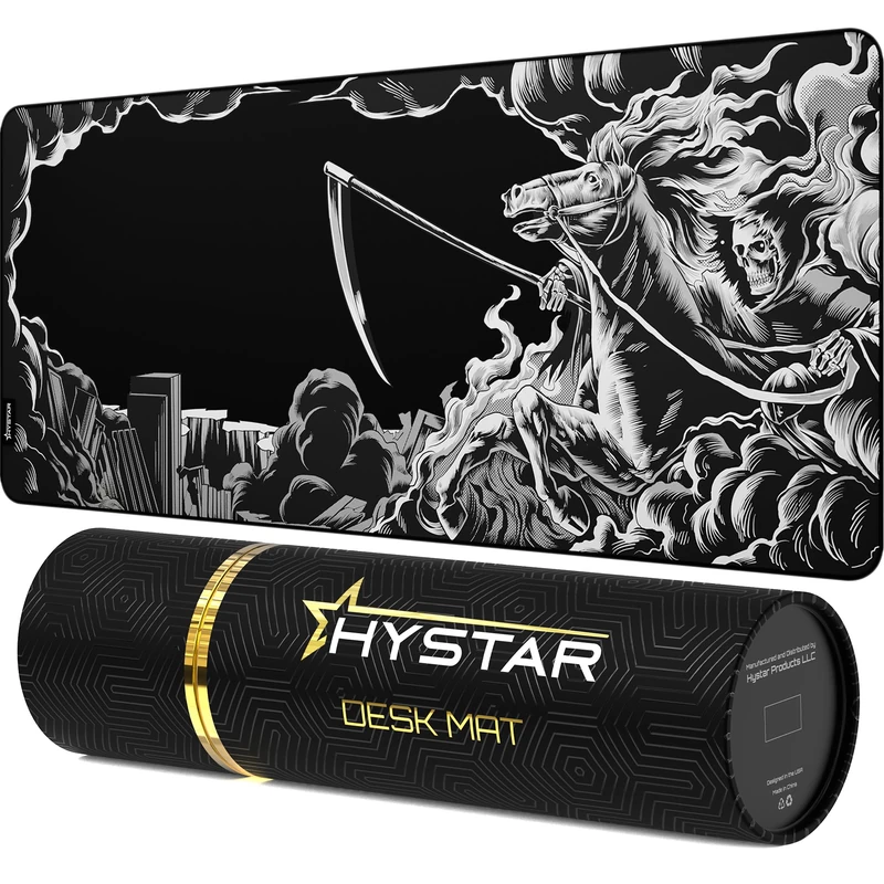 Hystar Extended Gaming Mouse Pad | XXL 36" x 16" | 5mm Thick, Waterproof Surface, Smooth Polyester Fabric, and Natural Rubber Base | Death - Image 1