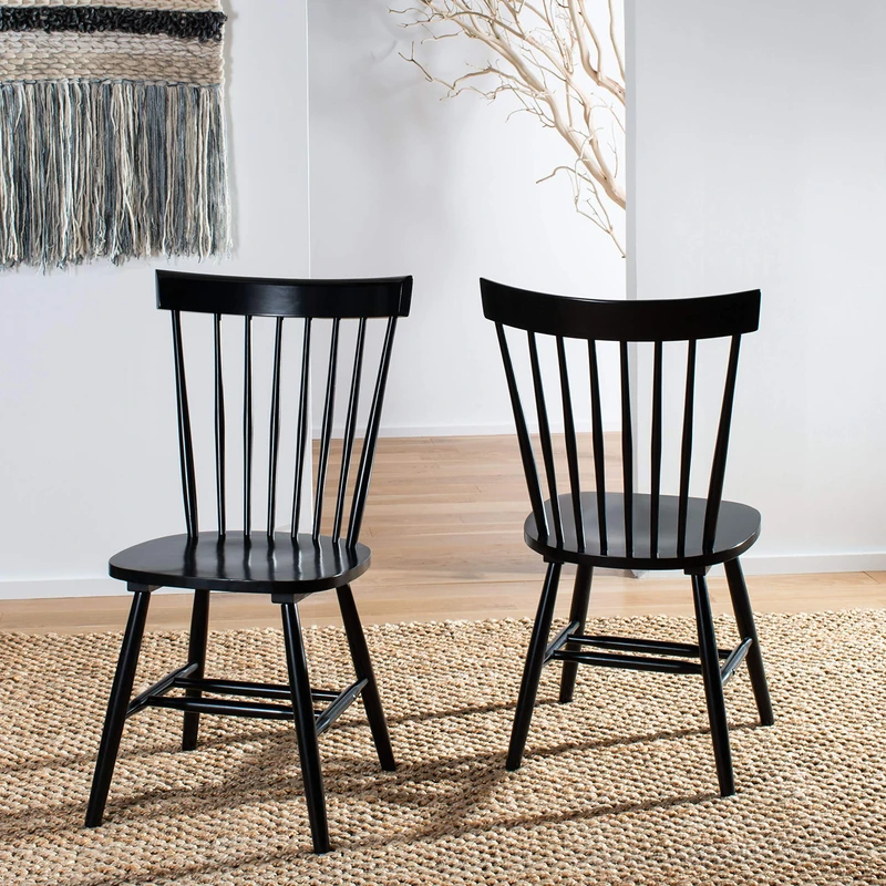 Safavieh Set of 2 Wooden Dining Chairs, in black