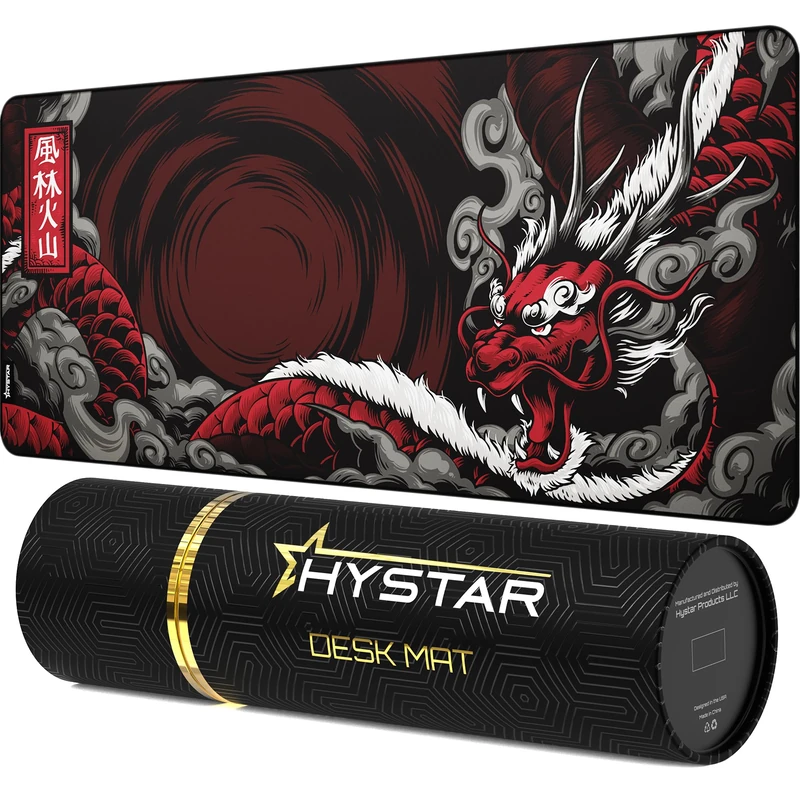 Hystar Extended Gaming Mouse Pad | 5mm Thick, Waterproof Surface, Smooth Polyester Fabric, and Natural Rubber Base | Mythic Dragon (XXL 36" x 16") - Image 1