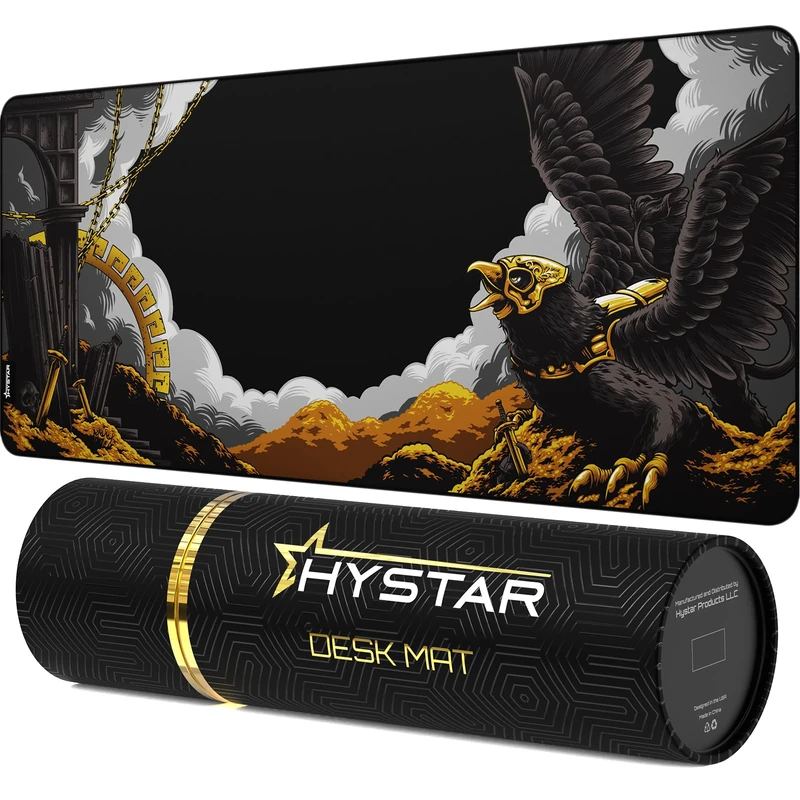 Hystar® Extended Gaming Mouse Pad | XXXL 45" x 20" | 5mm Thick, Waterproof Surface, Smooth Polyester Fabric, and Natural Rubber Base | Mythic Griffin