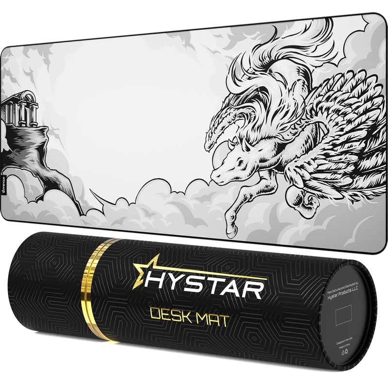 Hystar Extended Gaming Mouse Pad | 5mm Thick, Waterproof Surface, Smooth Polyester Fabric, and Natural Rubber Base | Mythic Pegasus (XXXL 45" x 20")