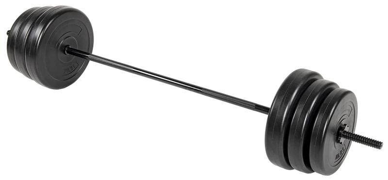 Fitvids 100-Pound Weight Plate Set With 2x 10LB, 15LB, and 25LB Plates and Standard Barbell, Black/Red, 100LBS Plates with Bar