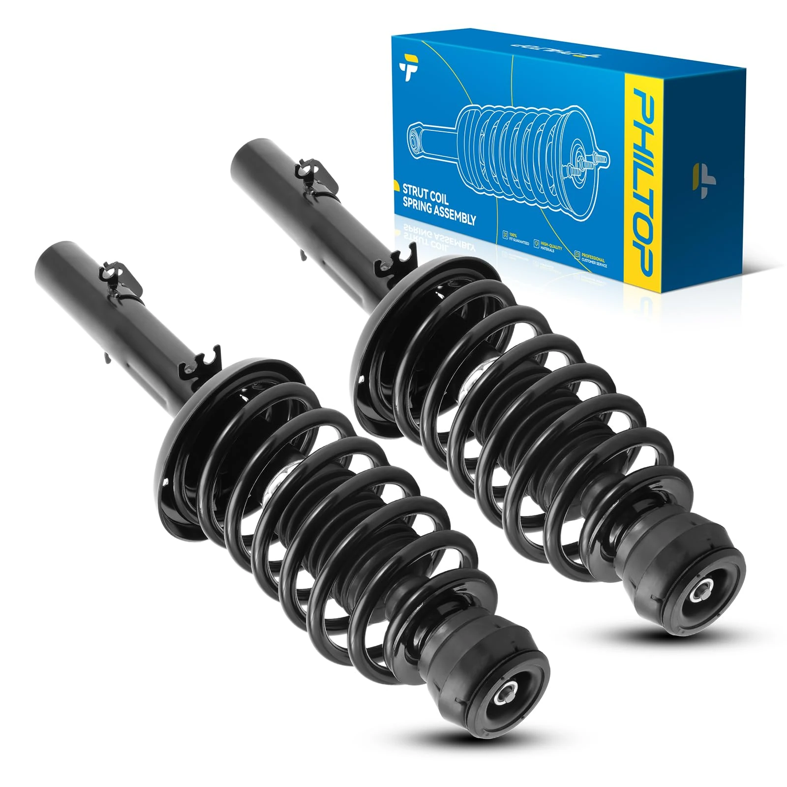 PHILTOP Front Struts Shock for J-e-t-t-a 1999-2005, Beetle 1998-2006, Golf 1999-2006, Shock Absorber 171525 * 2, Struts with Coil Spring SAA876 2 Pcs
