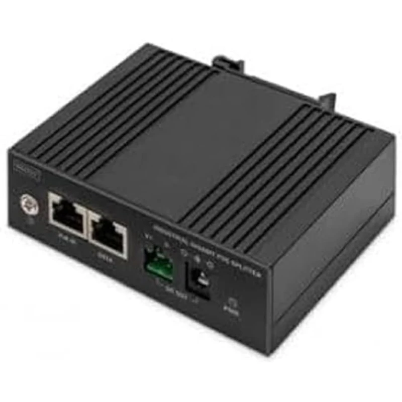 Digitus Industrial Gigabit Ethernet PoE Splitter - 60W - 10/100/1000 Mbps - DIN Rail Mount - Black
