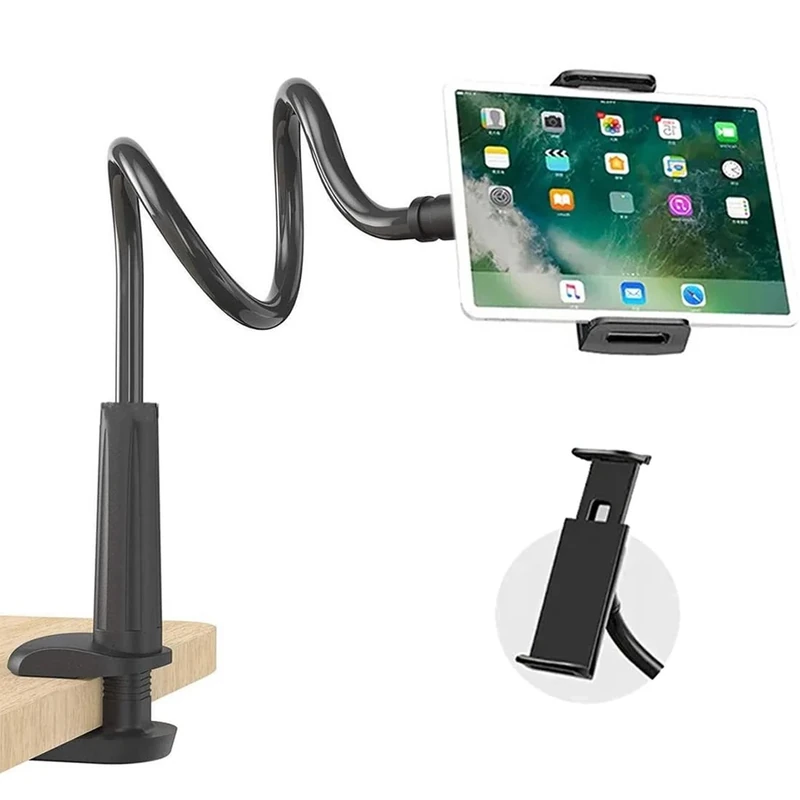 VENQI Gooseneck Tablet Holder,Tablet Stand for Bed Gooseneck Mount Flexible Arm 360 Clip,Flexible Arm Clip Tablet Mount Compatible with iPad Switch,More 4.7-10.5" Devices