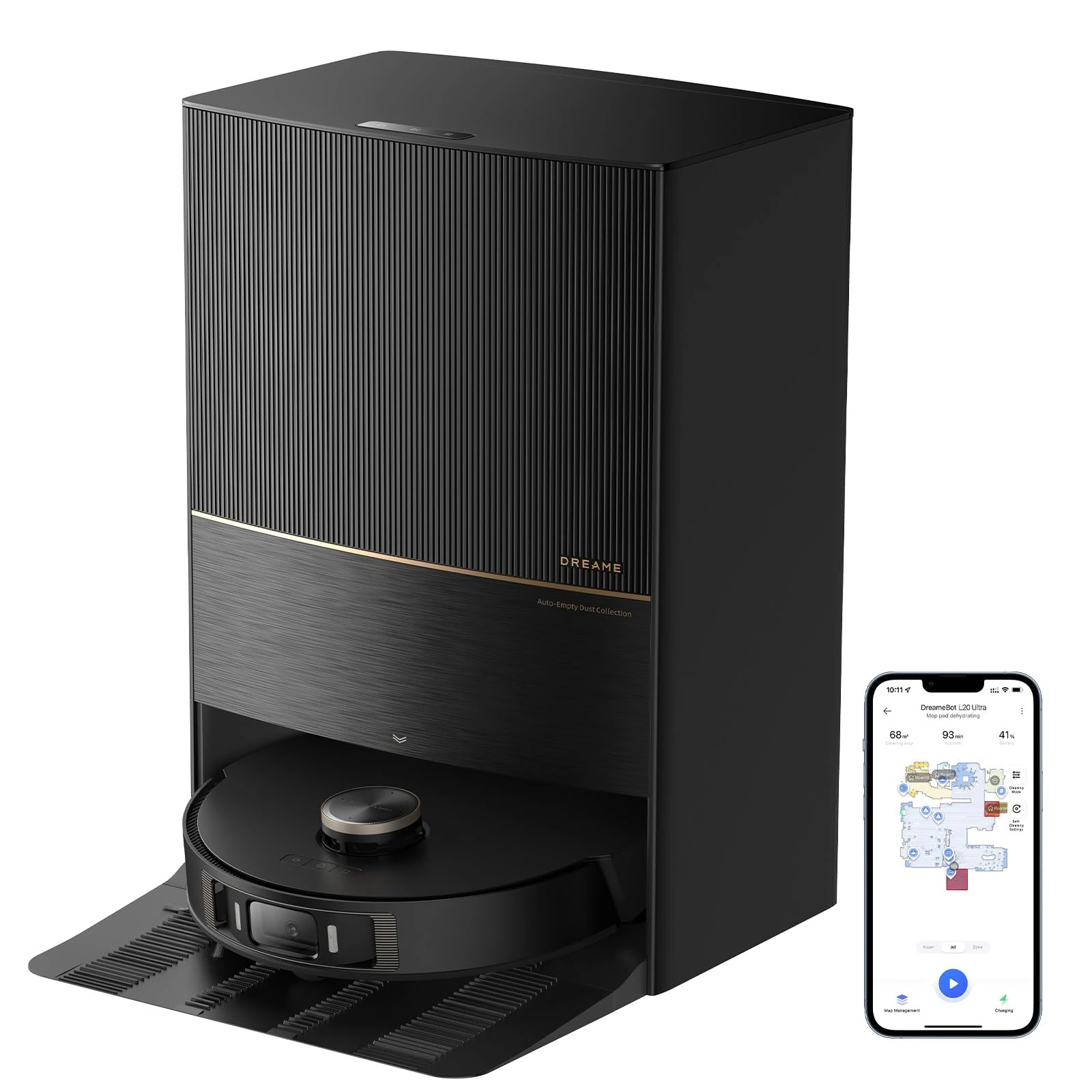 dreame L30 Ultra Robot Vacuum and Mop, 136°F Hot Water Mops Self-Cleaning, Mops Self-Drying, Mops Extend, Removal & Raising, Self-Refilling, Auto-Empty, 7,300Pa Suction, AI Action and 3D Navigation