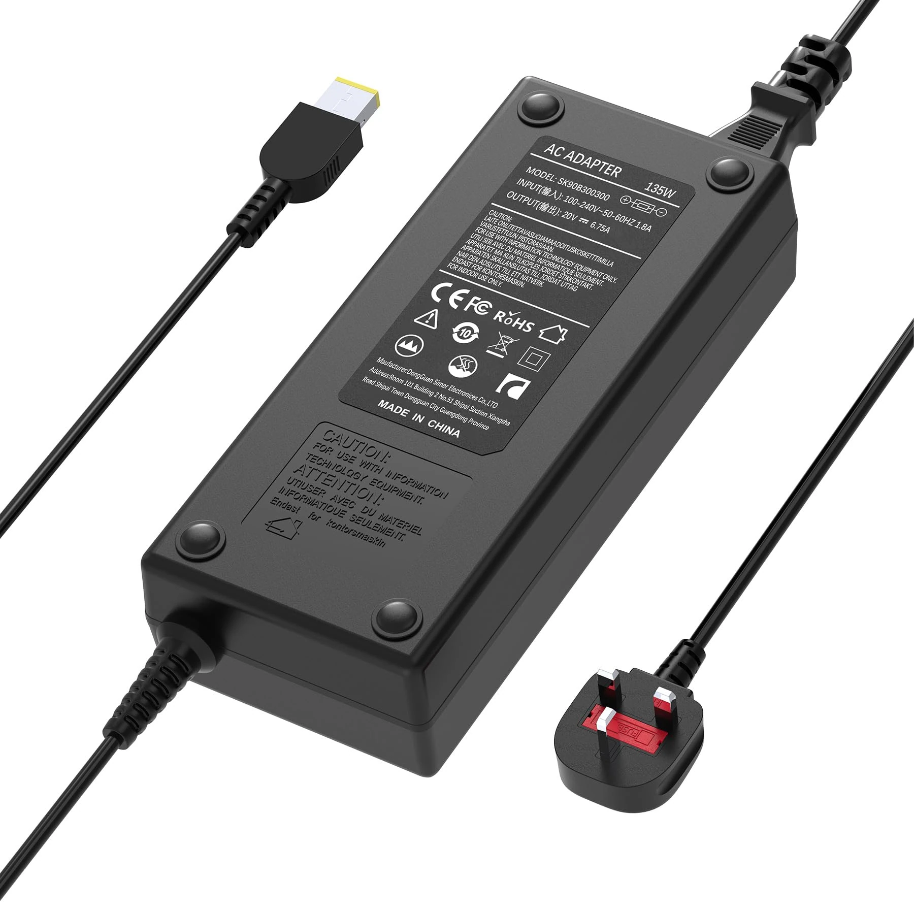 135W Laptop Charger for Lenovo ThinkPad T440p T450p T460p T540 T540p T550P W510 W540 IdeaPad Y40-70 Y50-70 Y70-70 Y520-15 Y700-15ISK Legion Y7000P Y520 Y530 ADL135NDC3A AC Adapter[USB Square Tip]