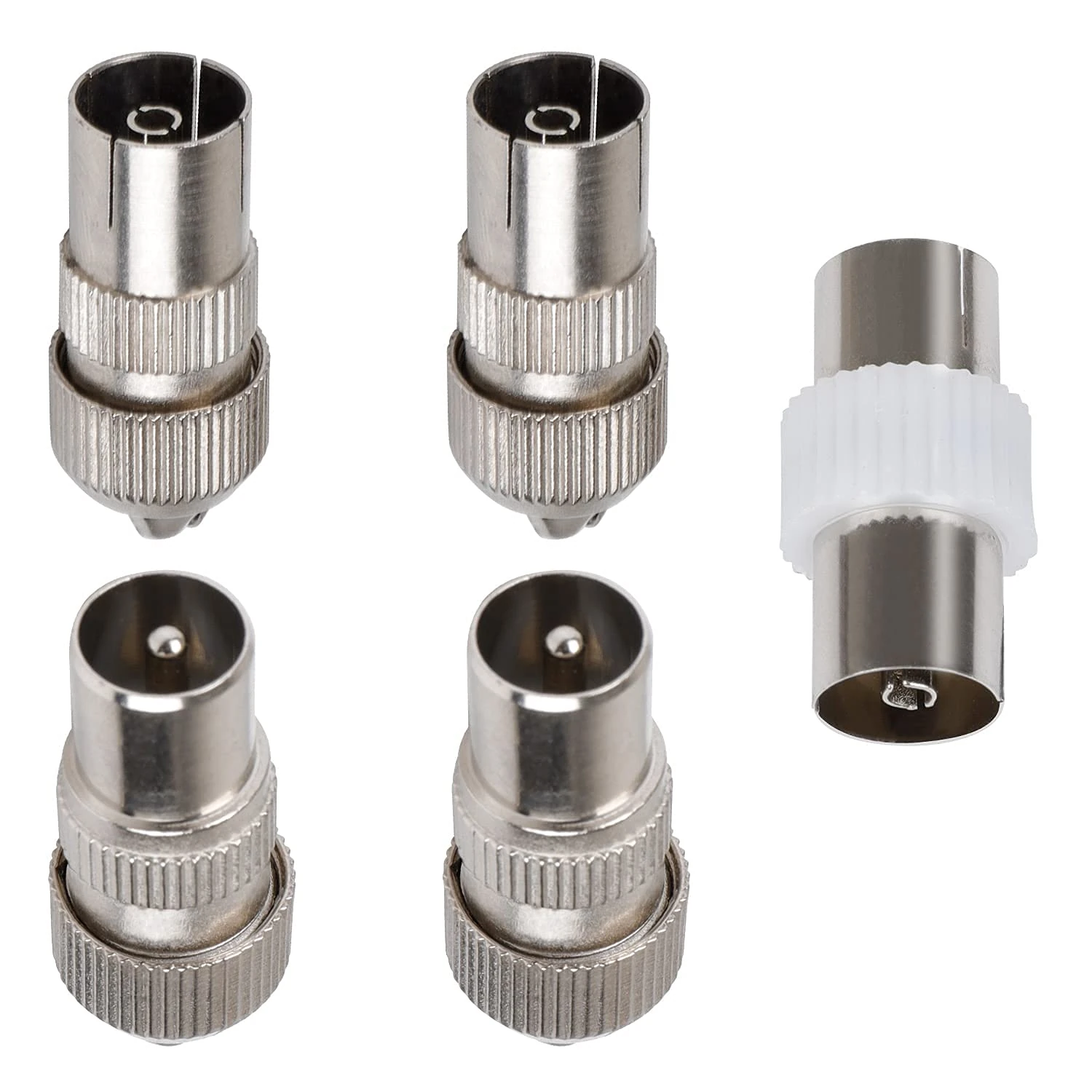 NAYAGOGO 5 PCS TV Aerial Connectors: 2 x Female & Male Coaxial Cable Connectors Adaptor for RF Cable