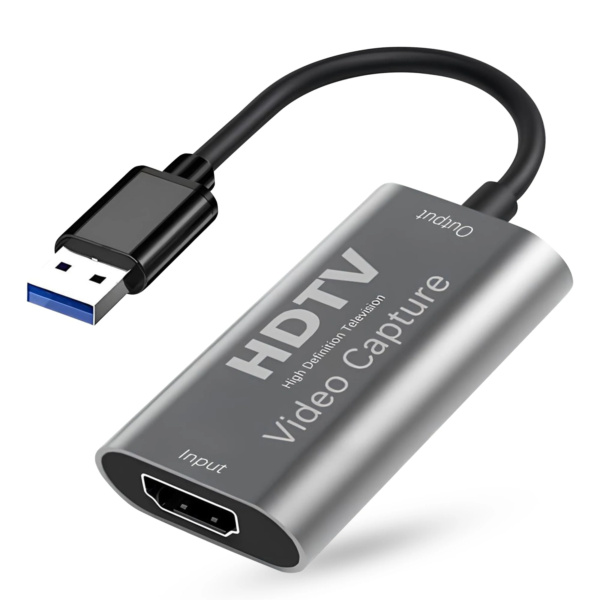 Video Capture Card HDMI to USB, 4K30 Input 1080P60 Output, Low-Lag Streaming for OBS, Plug and Play, for Windows and Mac OS, Game and Recording, Calls